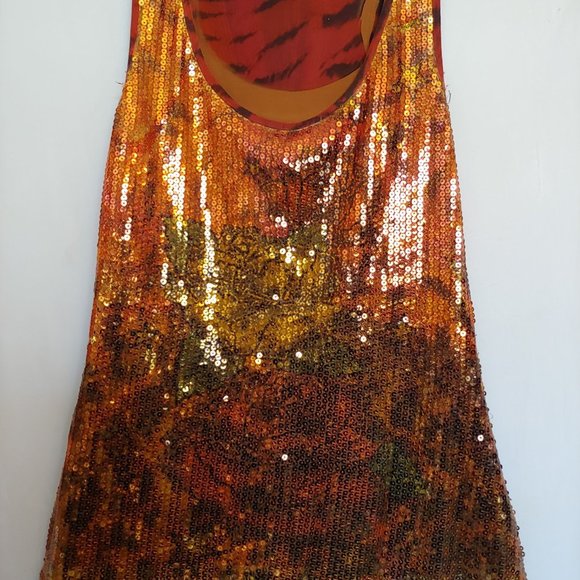 Lster womens red and black sequin floral pattern tank Large - Picture 6 of 8